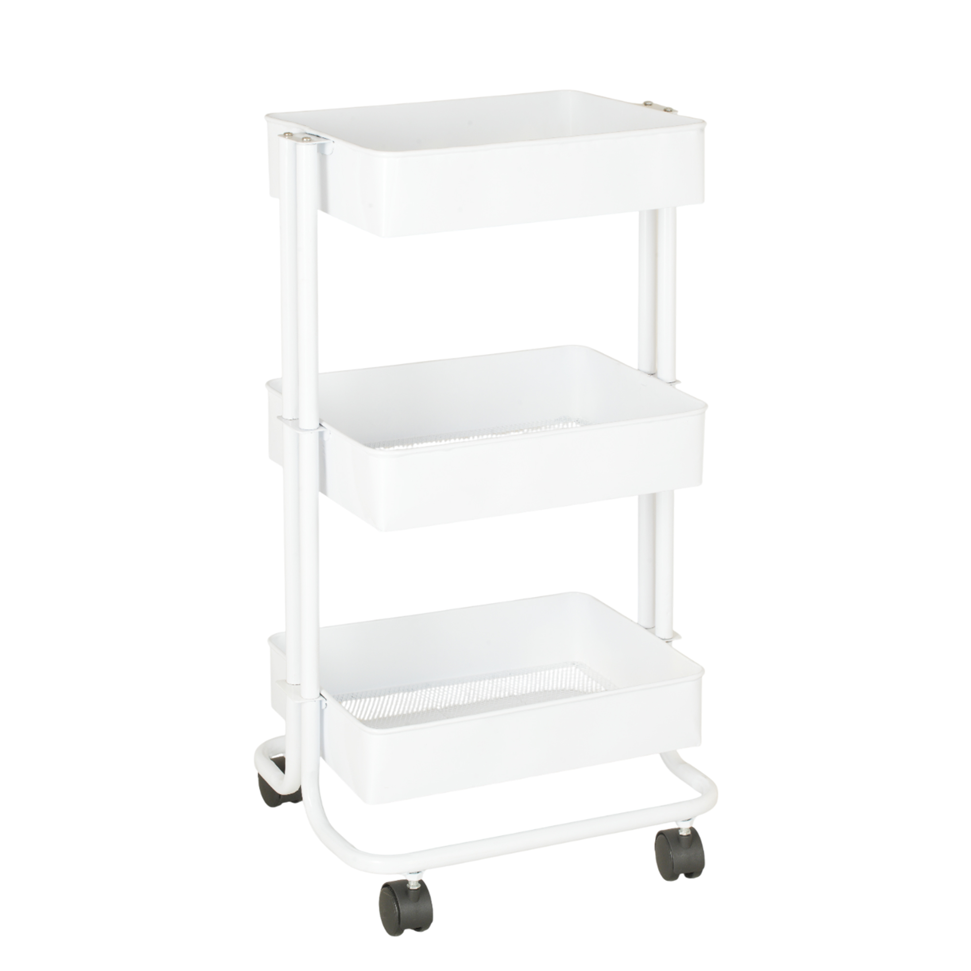 Metal Mesh Utility Cart Big -White