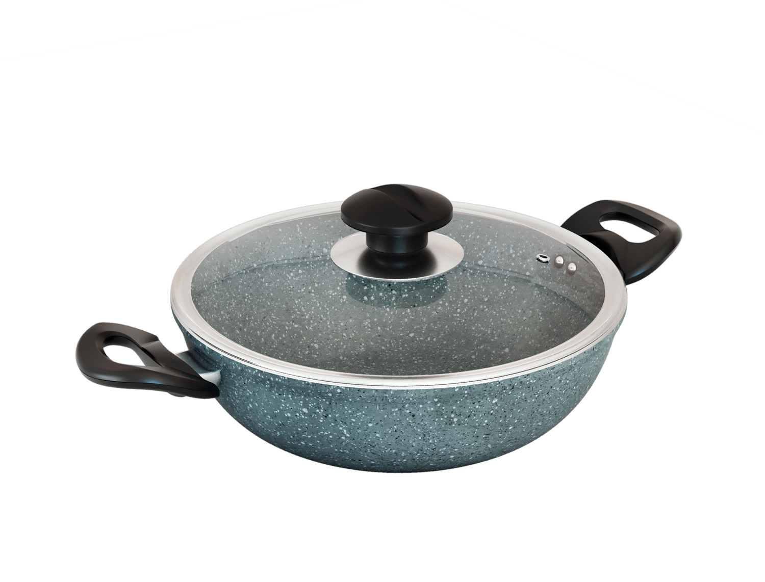 TPR NS Marble Coated Karai With Lid 26 CM